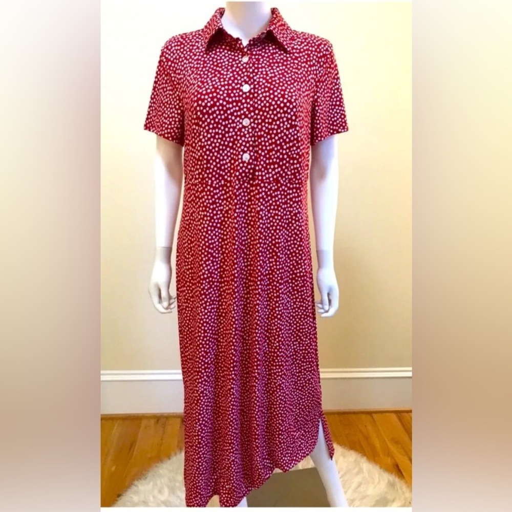 NORM THOMPSON Red Dots Classic Dots Red Midi Comfort Dress Women’s Size Medium